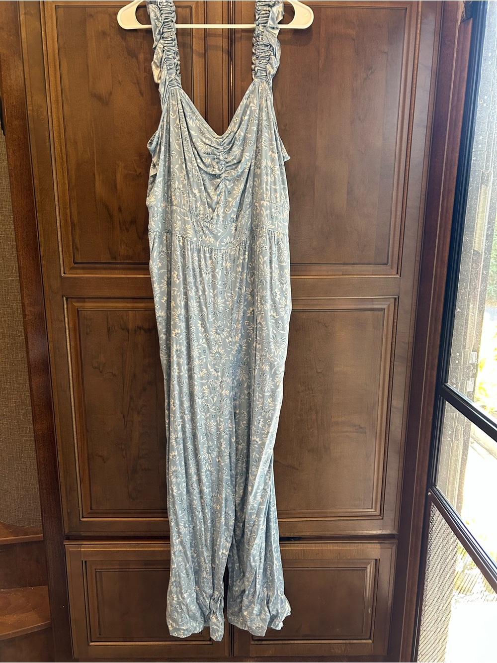 torrid Light Blue Floral Wide-Leg Jumpsuit with Ruching